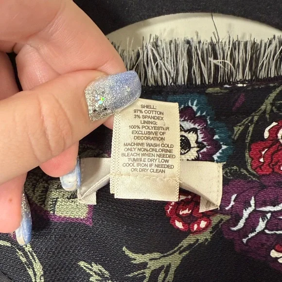 LOFT Women’s Black‎ Fringe Embroidered Floral Jacket Size 6 - Picture 5 of 7